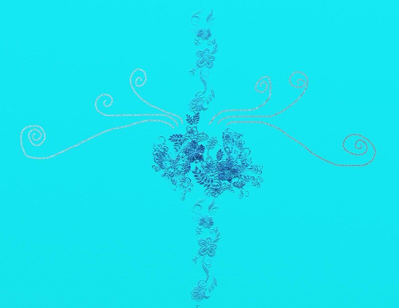 blue floral embroidery design