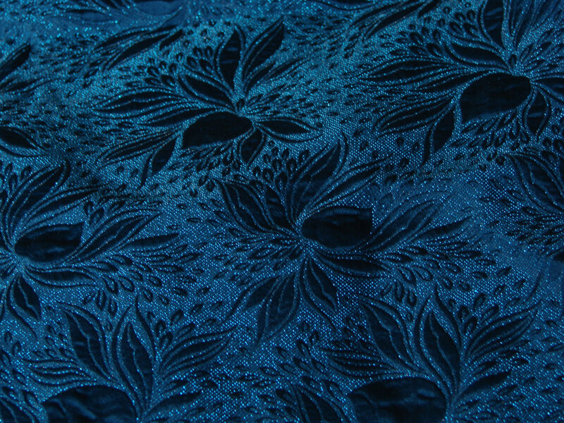 Blue Floral Fabric Texture