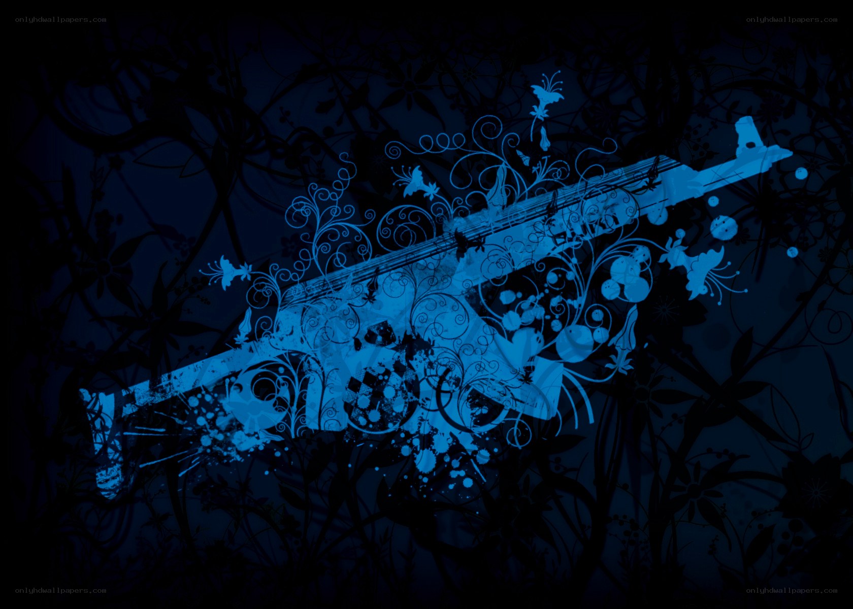 Blue floral gun design