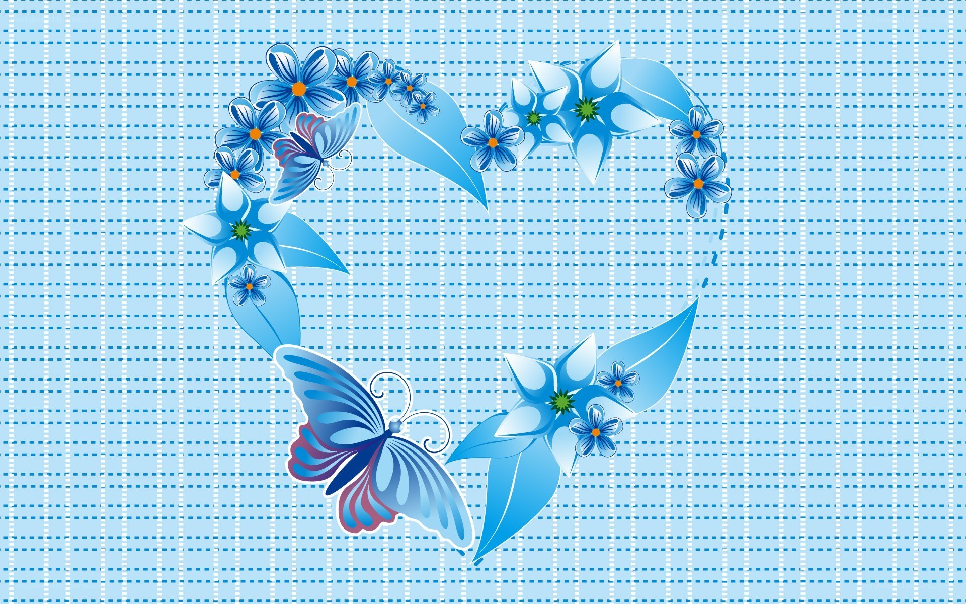 blue floral heart design