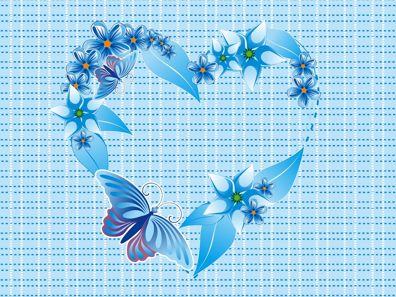 blue floral heart design