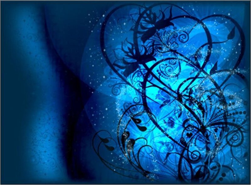 Blue Floral Heart Design — Dreamy, Digital Art