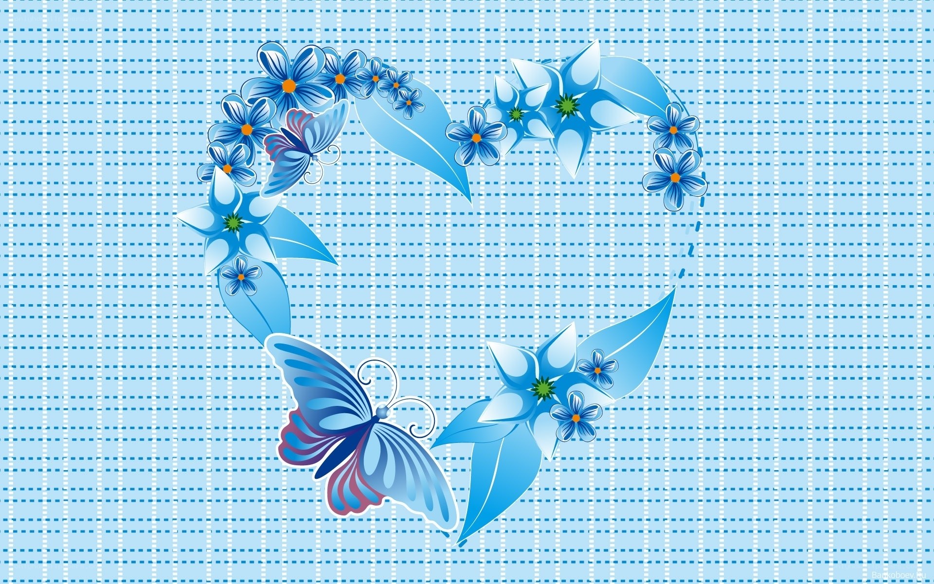 blue floral heart design