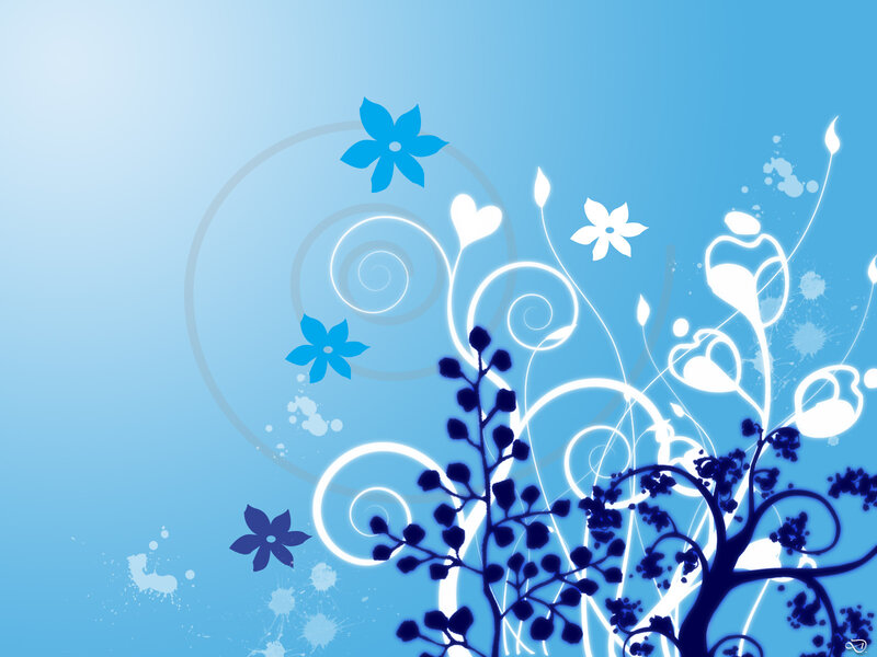 Blue Floral Illustration — Calm, Digital Art