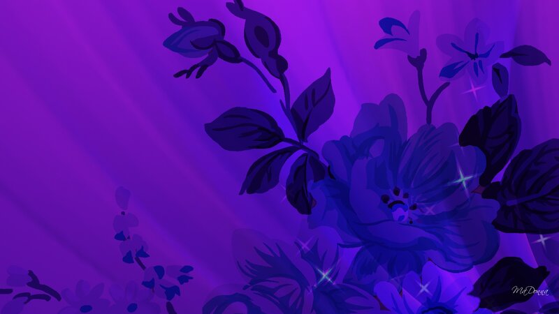 Blue Floral Illustration — Purple