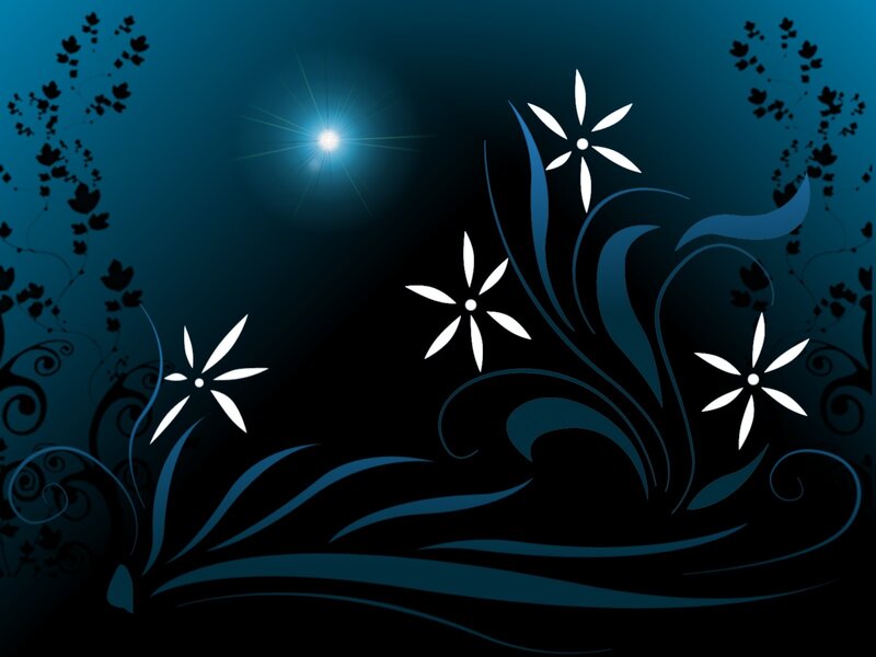 blue floral night scene