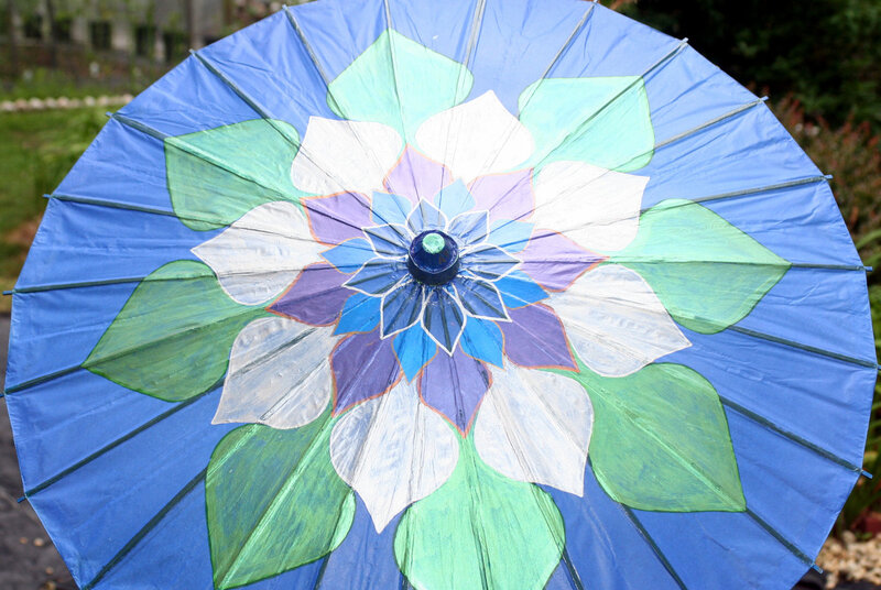 Blue Floral Parasol