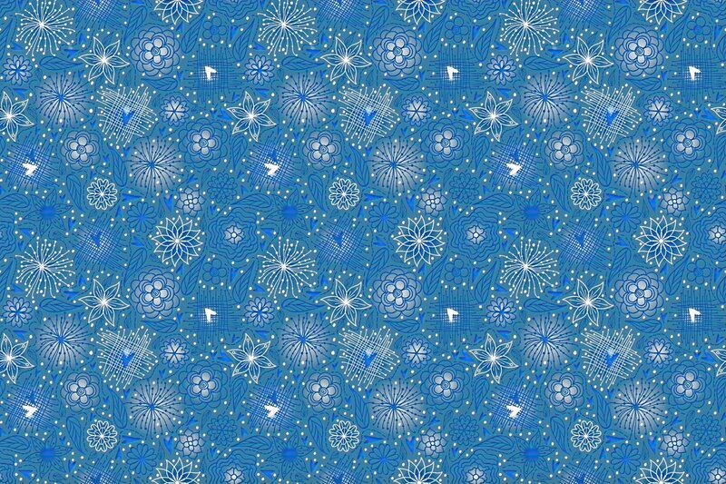 Blue Floral Pattern — Calm, Illustration, Flowers