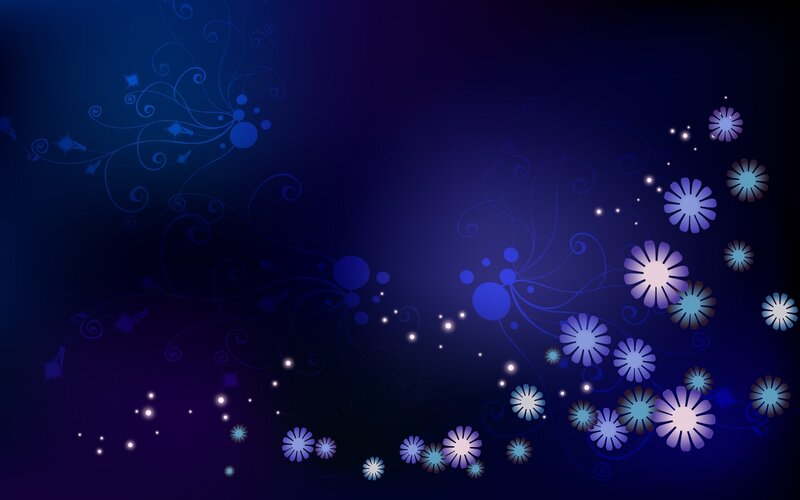 Blue Floral Pattern — Calm, Night, Digital Art, Flowers, Swirls