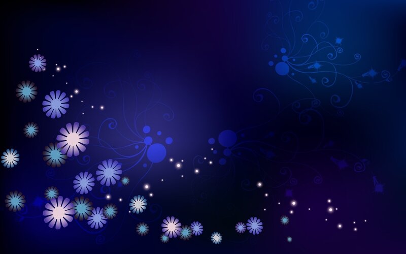Blue Floral Pattern — Calm, Night, Digital Art