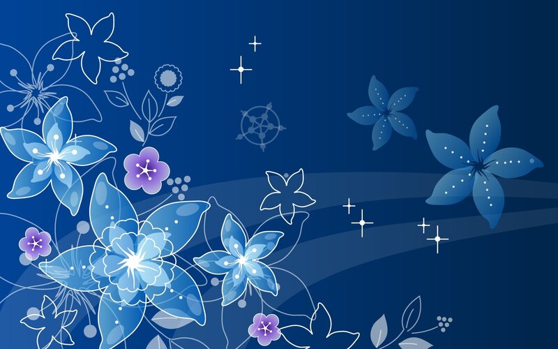 Blue Floral Pattern — Calm, Night, Vector Art