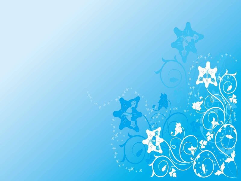 Blue Floral Pattern — Calm, Vector Art, Flowers, Swirls, Stars