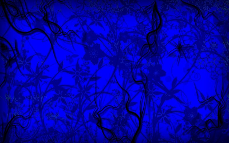 Blue Floral Pattern — Dark, Digital Art