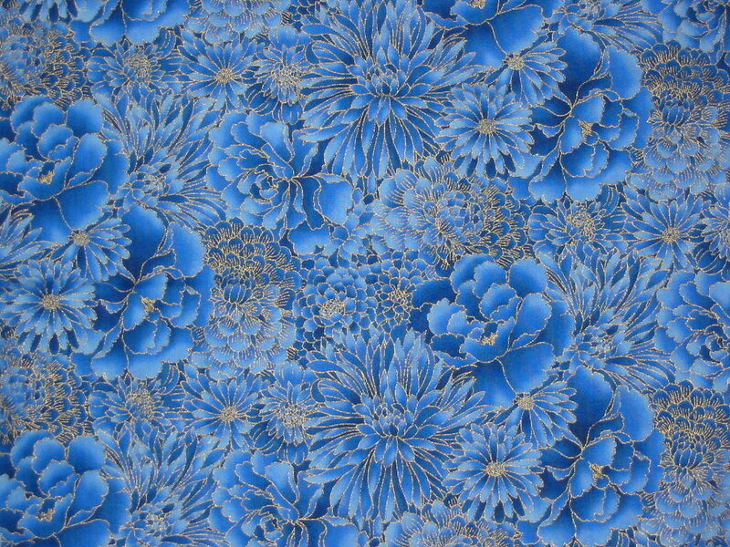 Blue floral pattern fabric