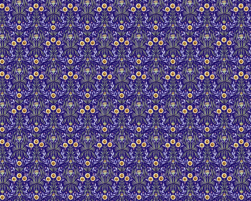 Blue Floral Pattern — Purple, Ornate