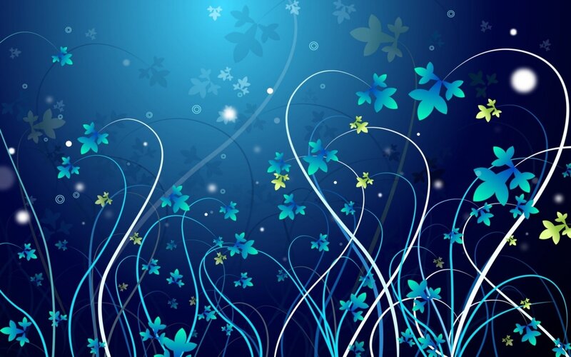 Blue Floral Pattern — Serene, Night, Digital Art, Flowers