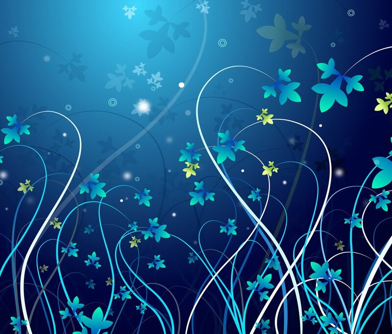 Blue Floral Pattern — Serene, Night, Digital Art