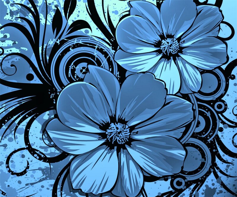 Blue Floral Pattern — Stylized