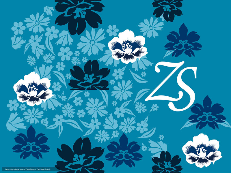 blue floral pattern with initials