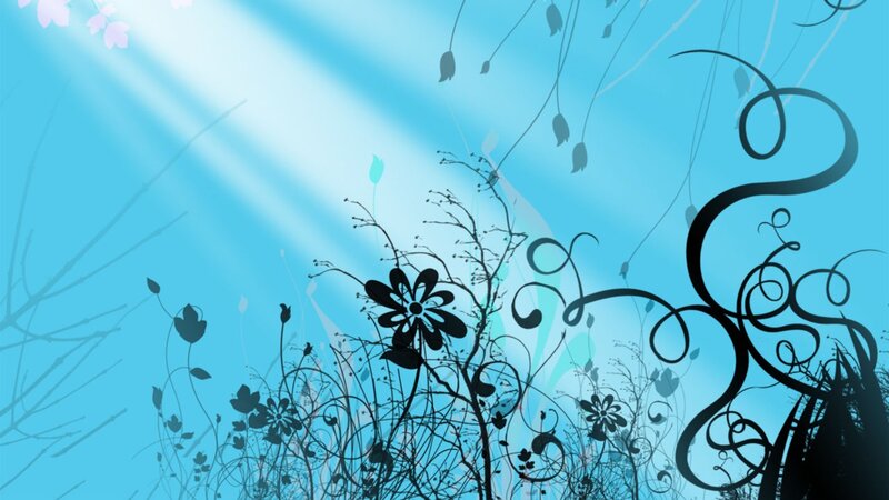 blue floral silhouette background