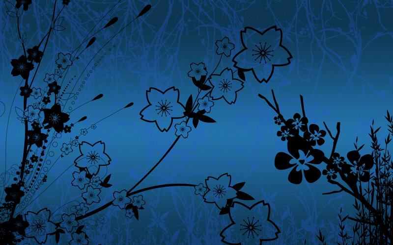blue floral silhouette design