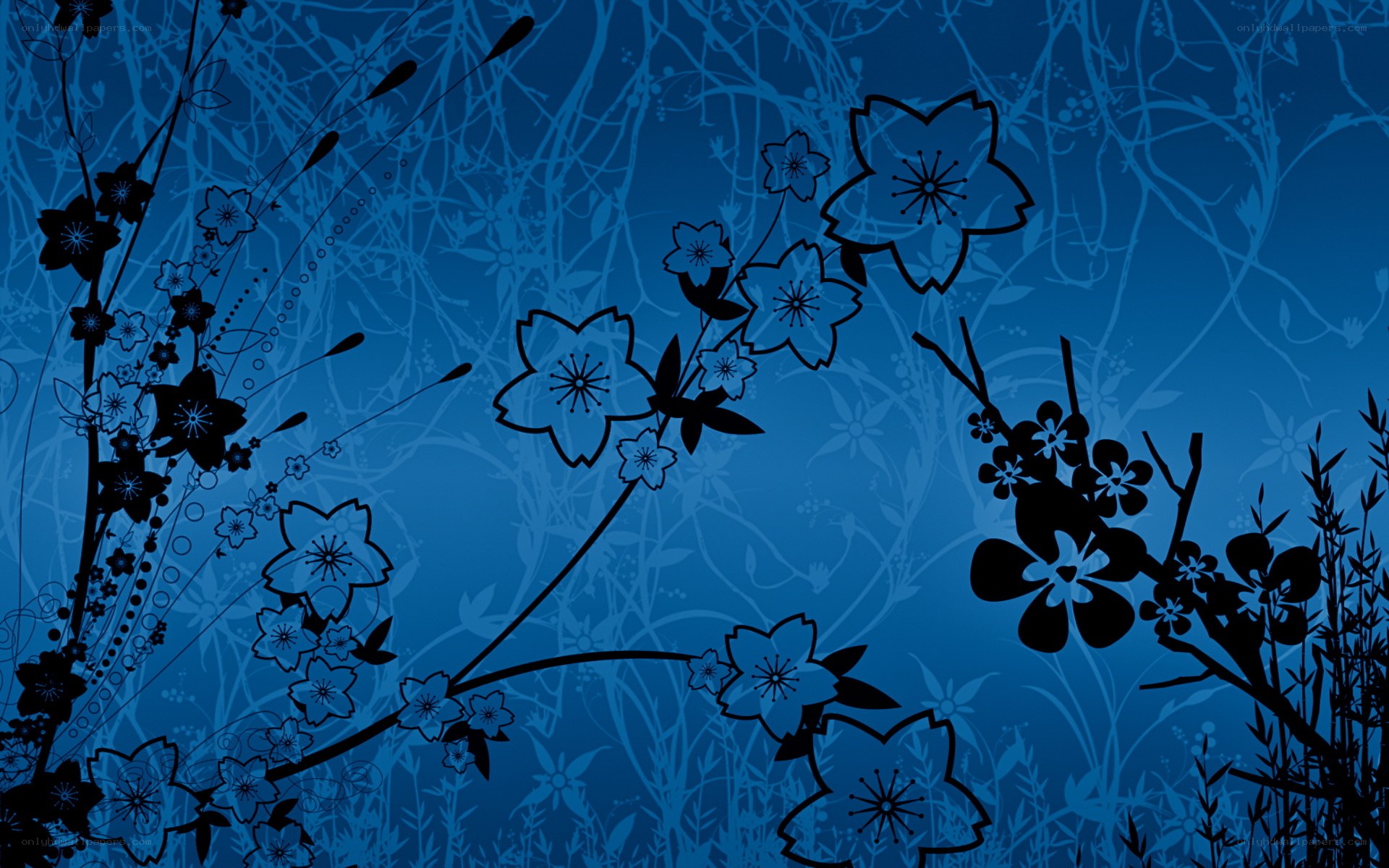 blue floral silhouette pattern