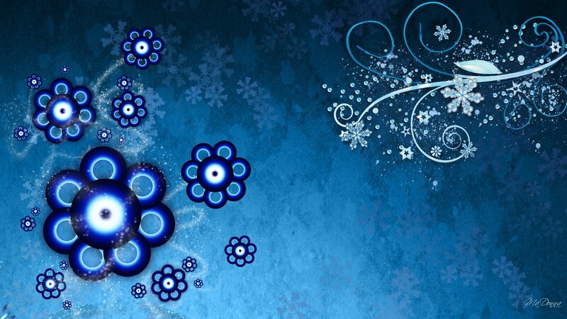 Blue Floral Snowflake Design