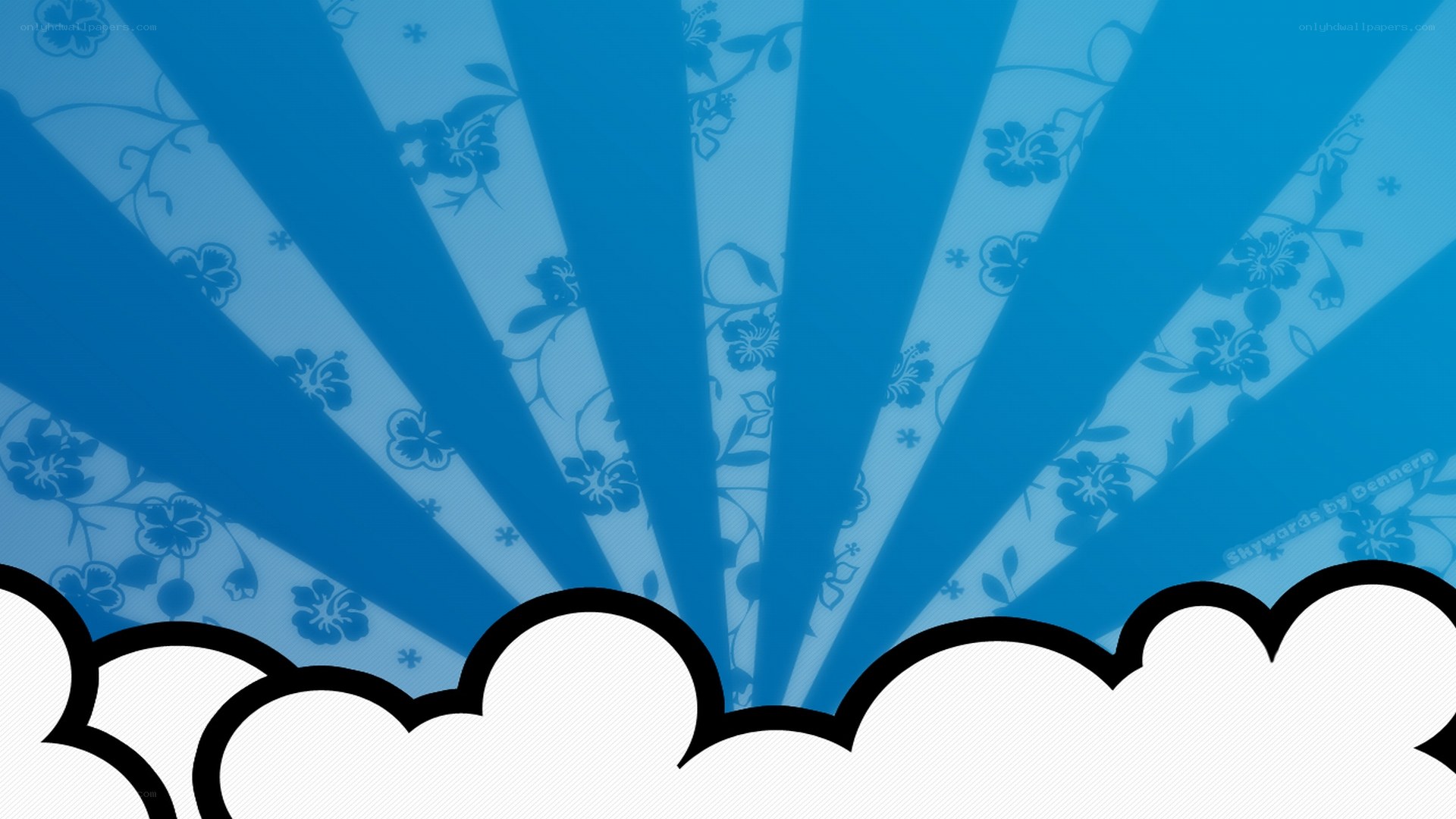 blue floral sunburst background