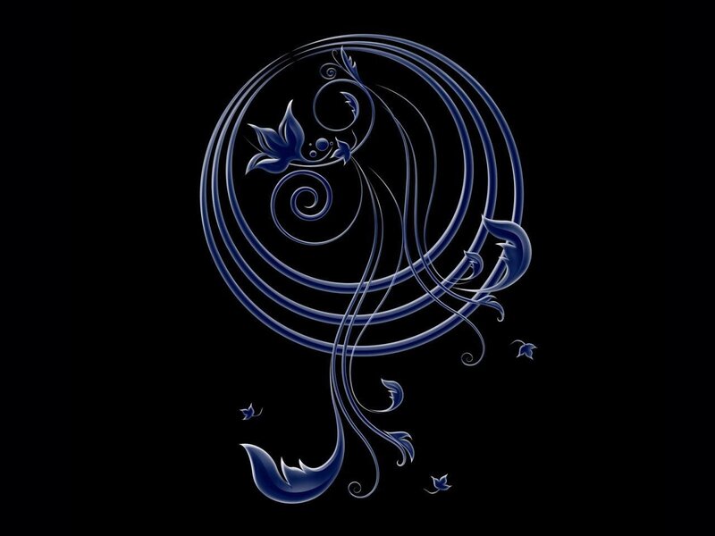 blue floral swirl design
