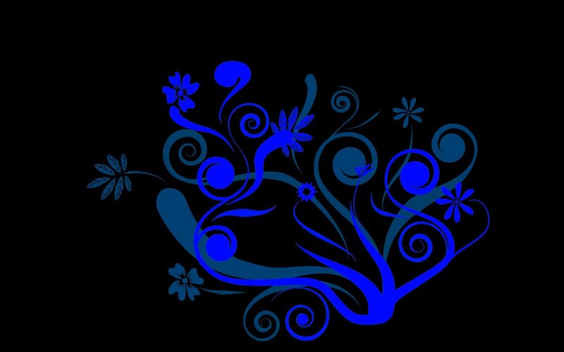 blue floral swirl design