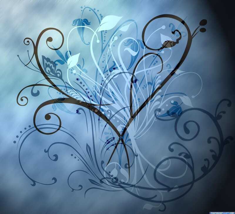 blue floral swirl design