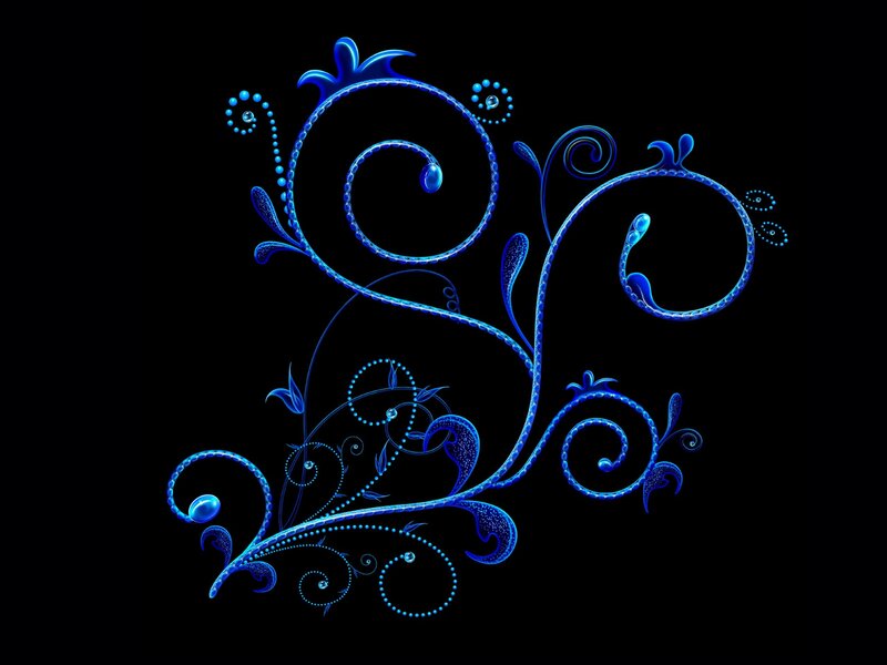 Blue Floral Swirl Design — Elegant, Digital Art, Swirls
