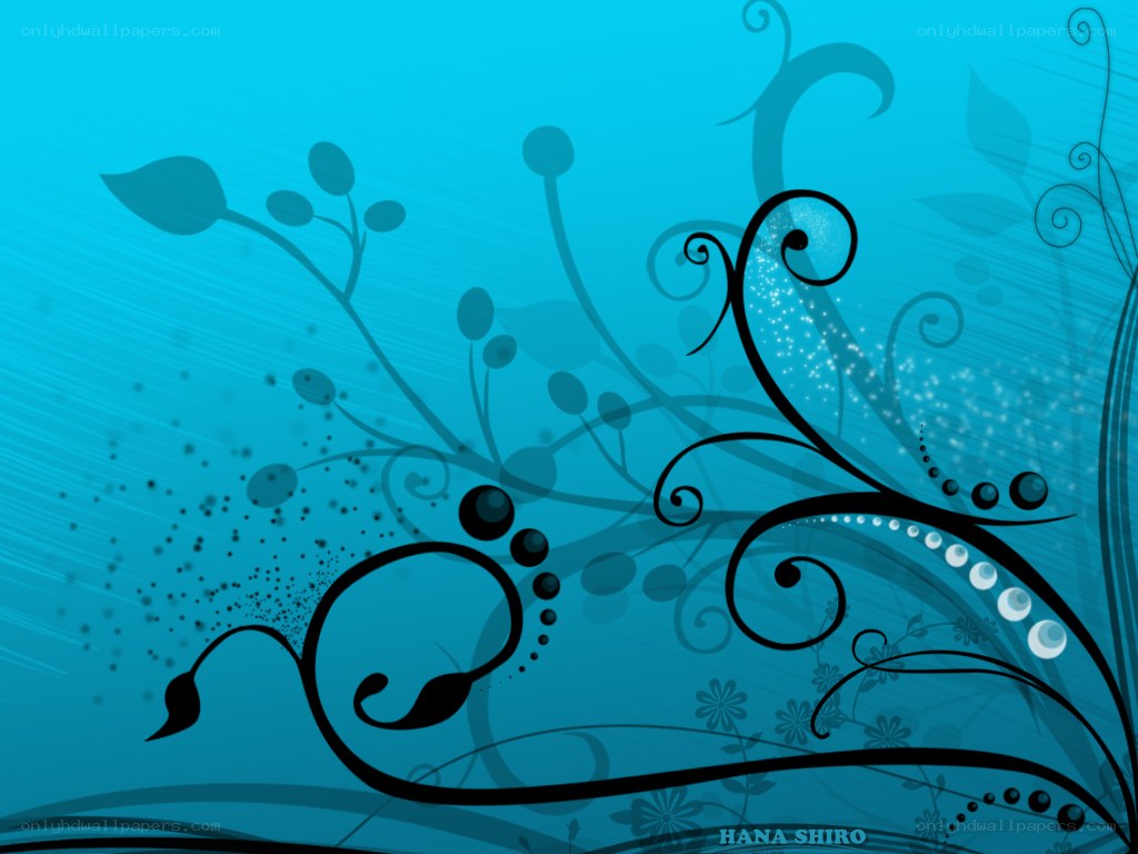 blue floral swirls background