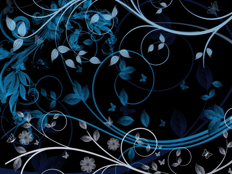 Blue Floral Swirls — Black