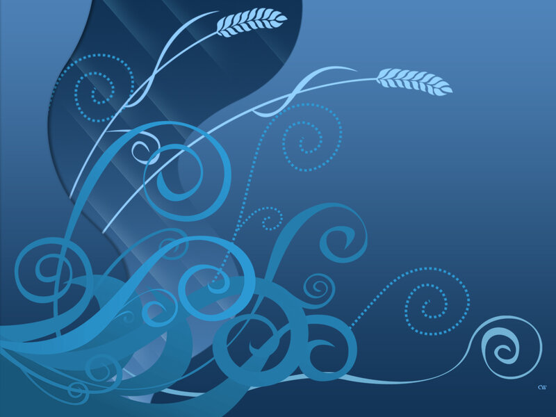 Blue Floral Swirls — Calm, Vector Art, Wheat