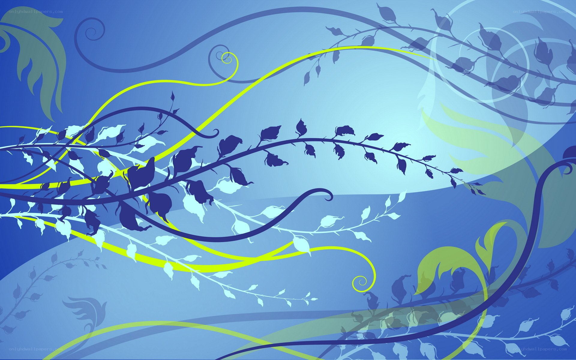 blue floral vine abstract