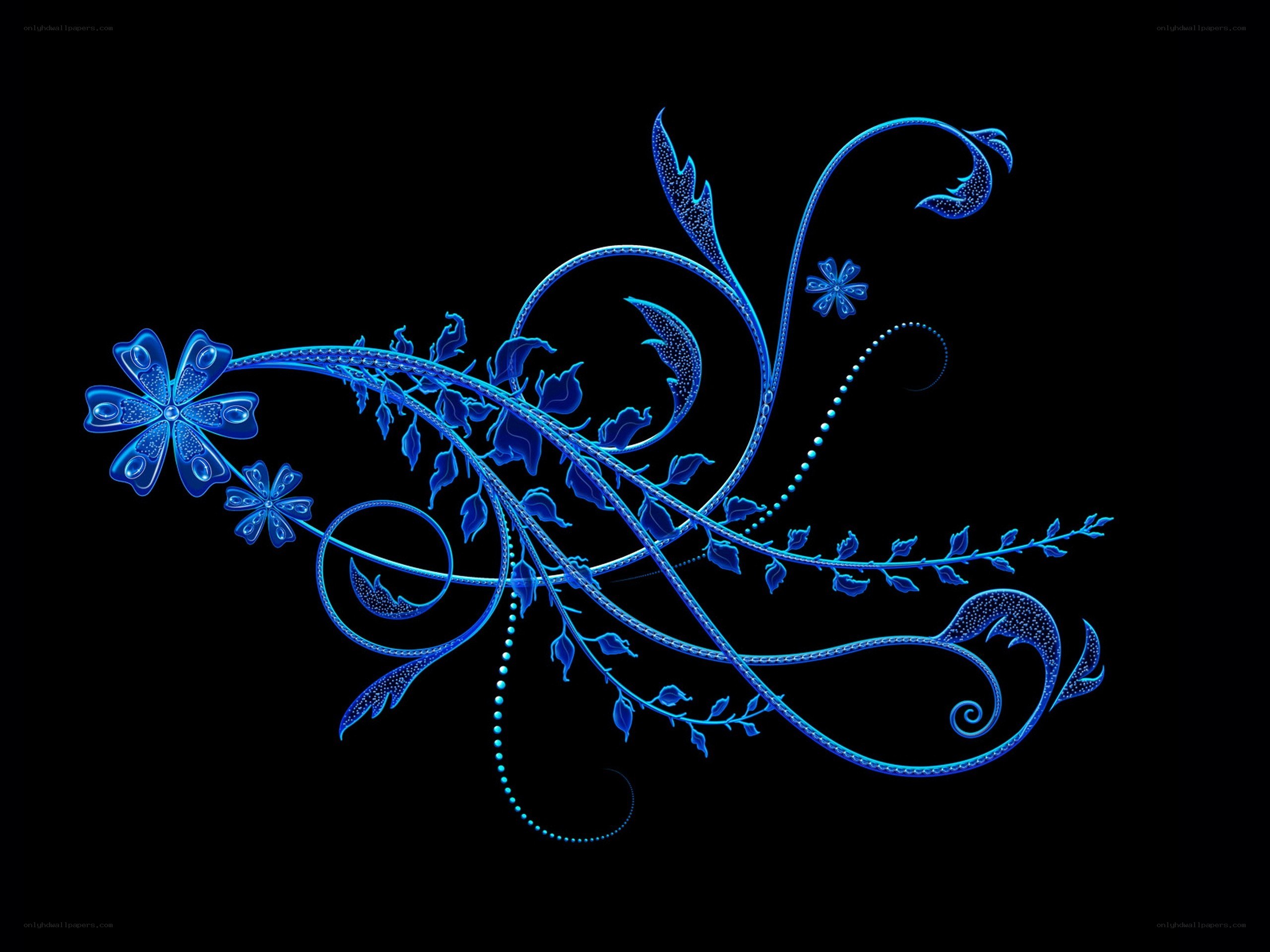 blue floral vine design