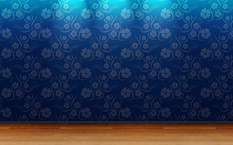 blue floral wallpaper interior