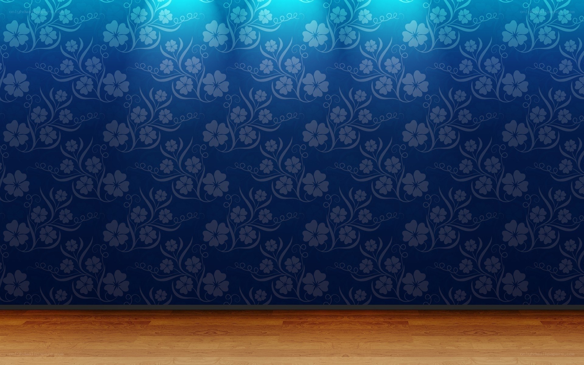 blue floral wallpaper interior