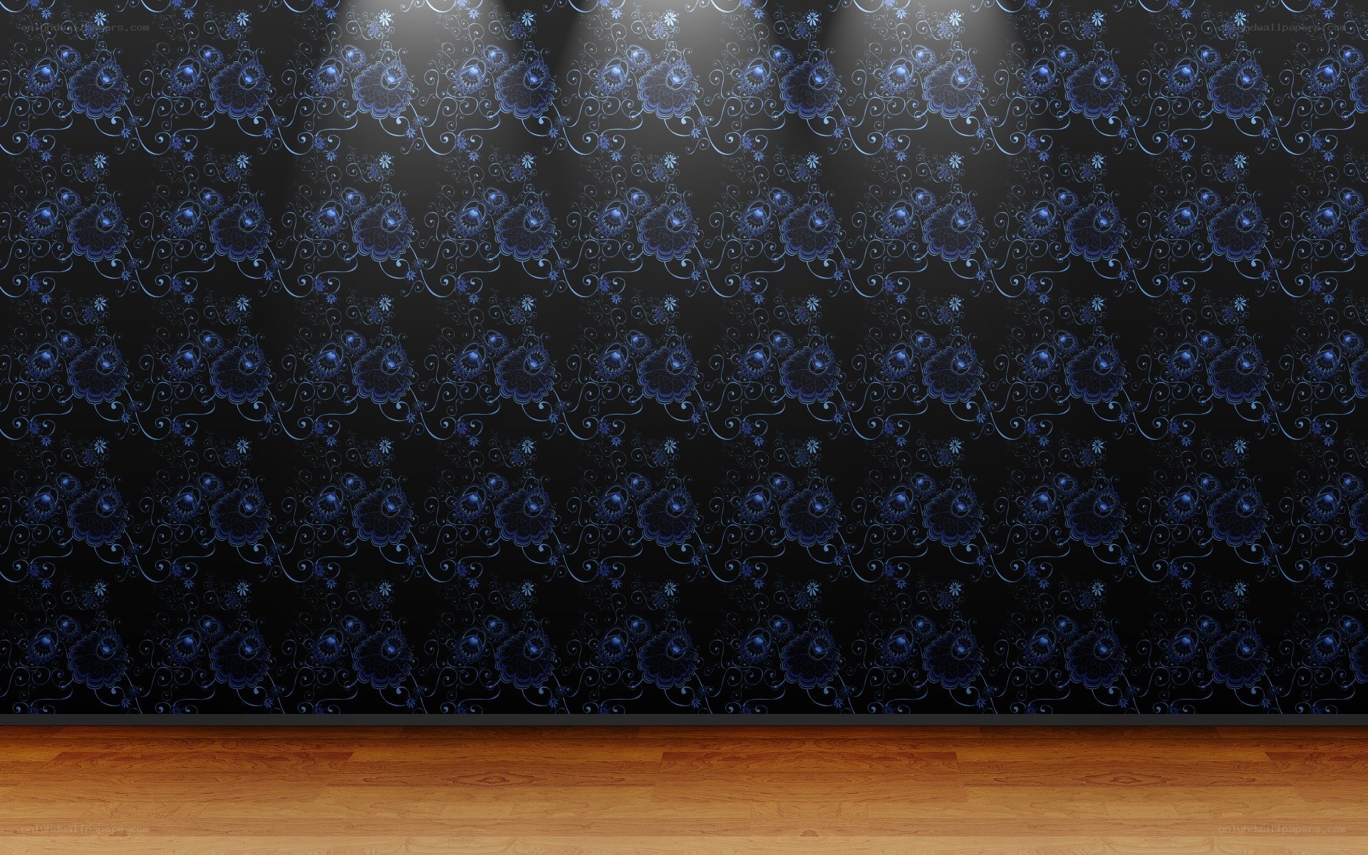blue floral wallpaper pattern