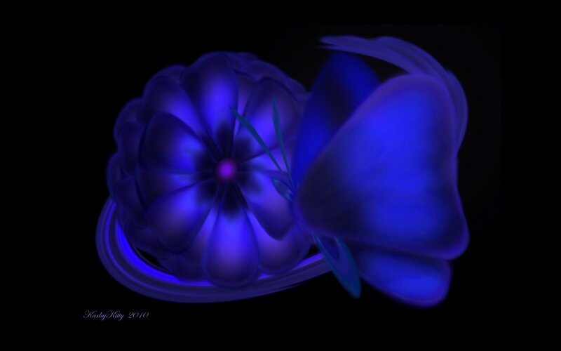 blue flower and butterfly