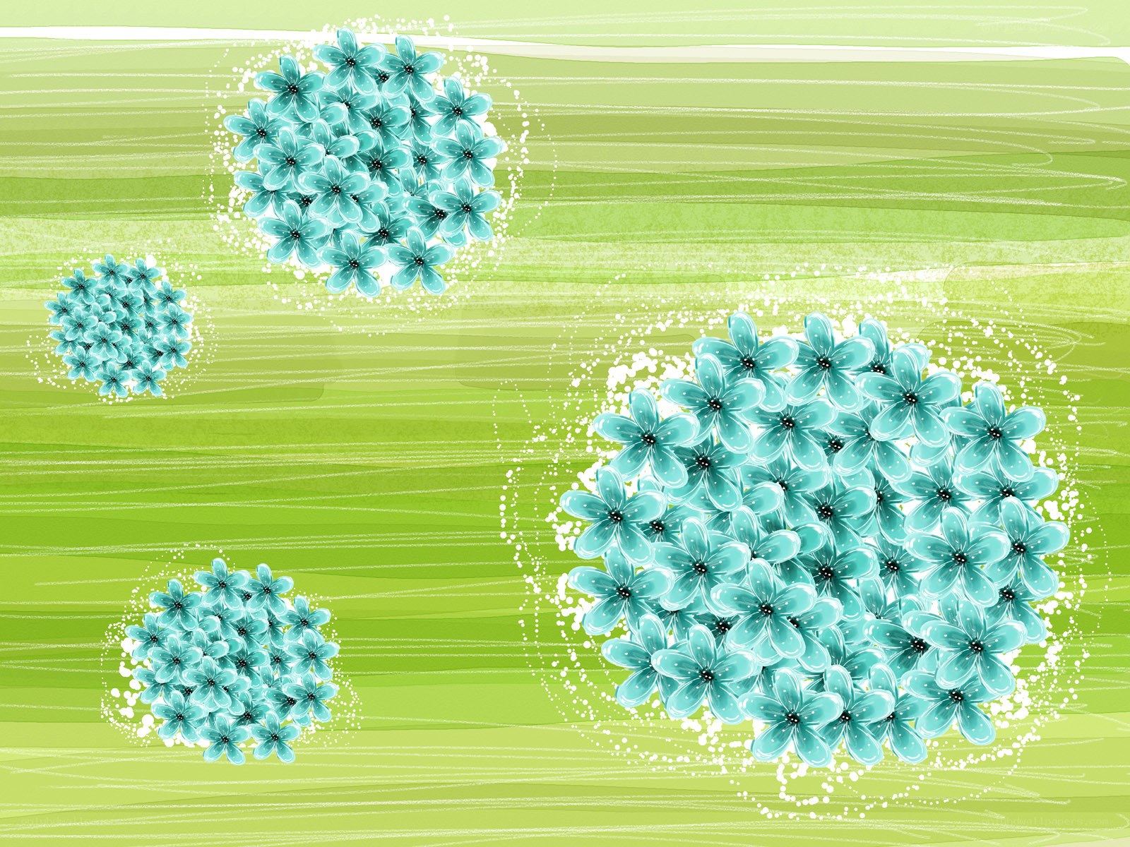 blue flower clusters on green