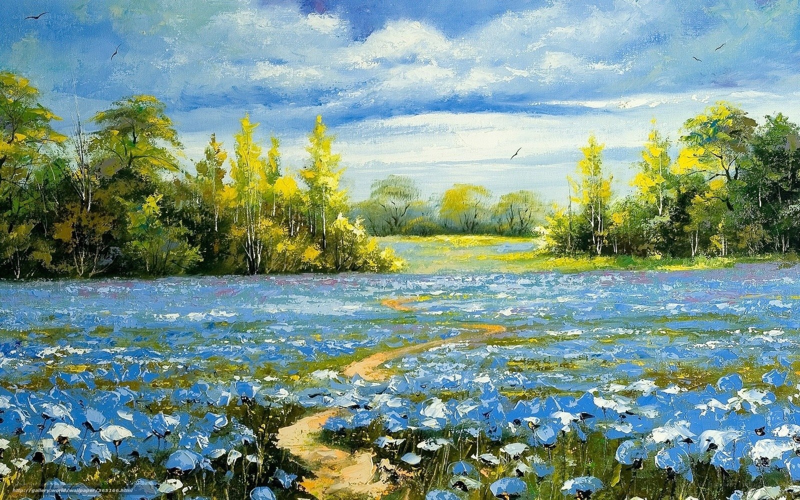 Blue Flower Field Landscape