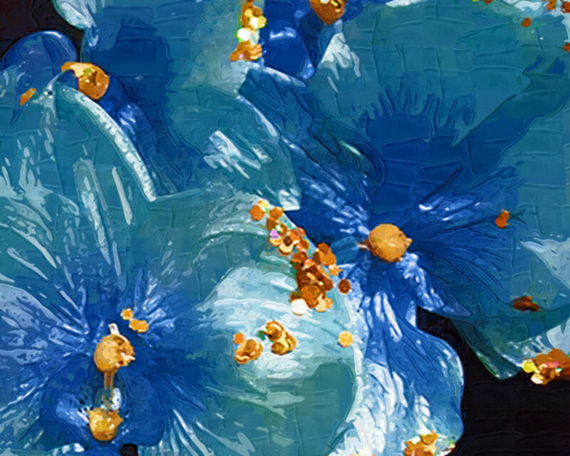 Blue Flower Petals — Calm, Painting