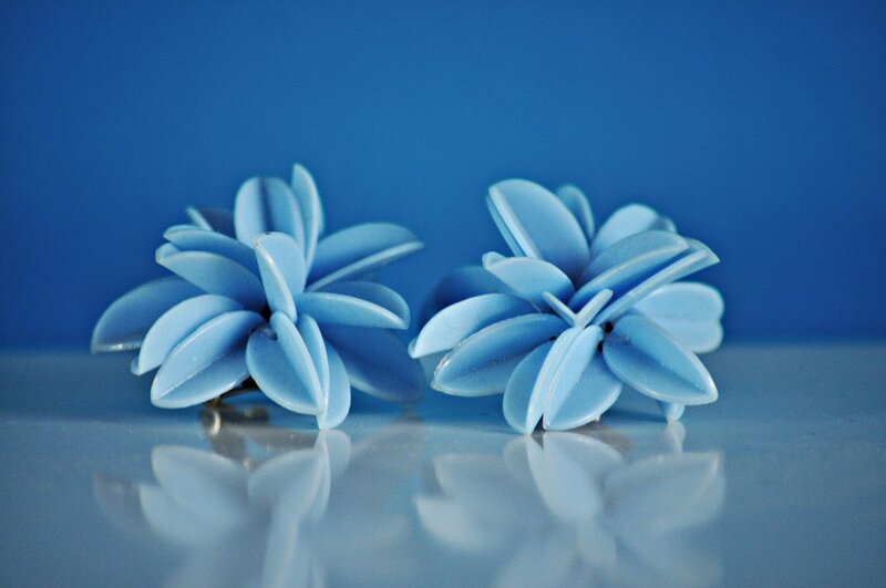 Blue Flower-shaped Earrings