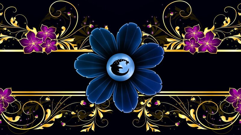 Blue Flower with Crescent Moon