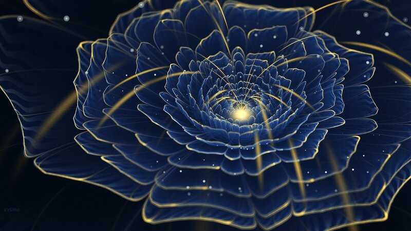 Blue Flower with Golden Outline