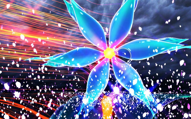 Blue Flower with Light Streaks