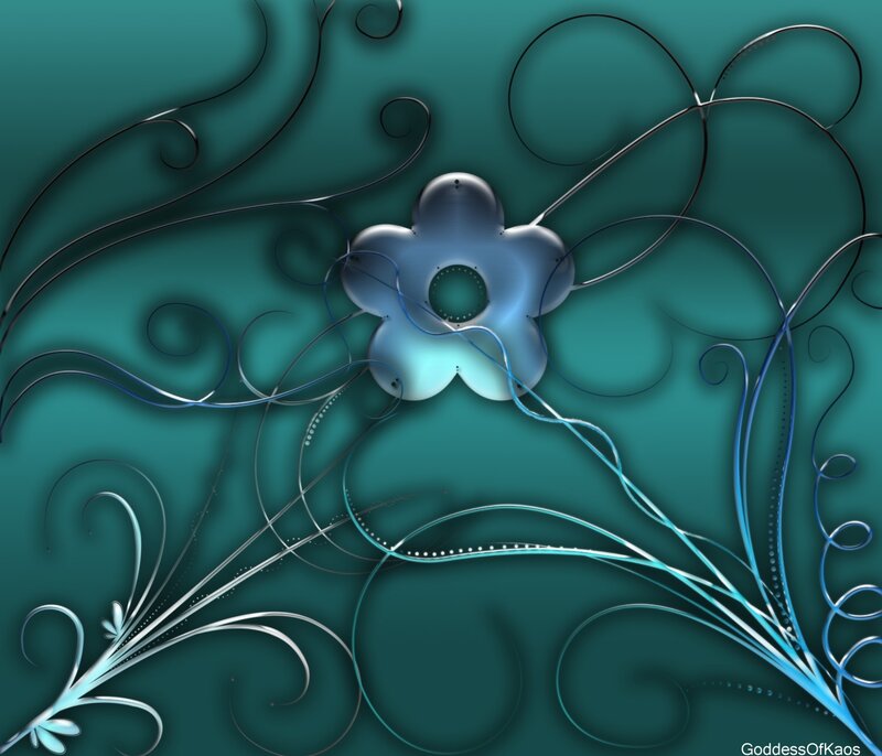 Blue Flower with Swirls
