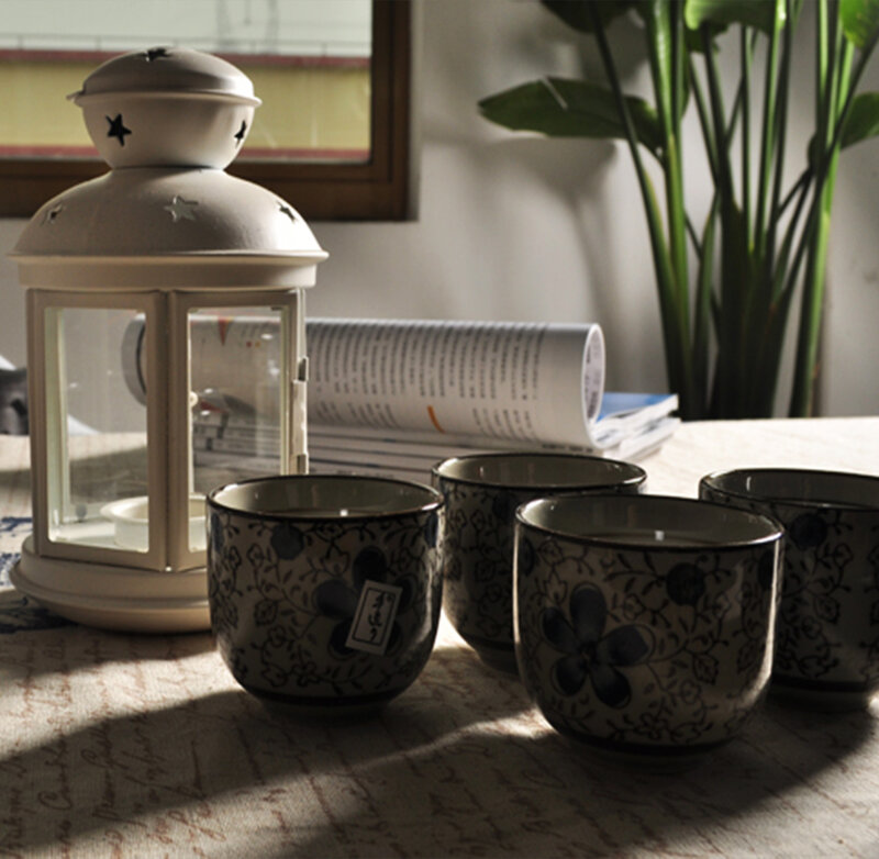 Blue-flowered Ceramic Cups